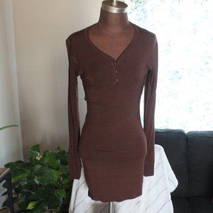 SKIMS Henley Sleep Dress in Dark Brown Size Medium